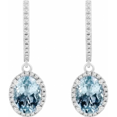 Eppi zlaté náušnice s akvamarínom a diamantmi Helen E31489