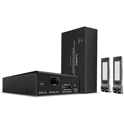 Lindy Удължител Оптичен, DisplayPort и USB KVM удължител, оптичен, 300 м 39376 (39376)