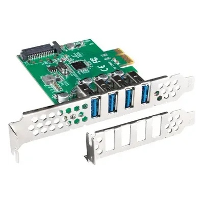 Lanberg Мрежова карта, Lanberg pci express x1 card->4x USB-A 3.1 gen1 low profile (PCE-US3-004)