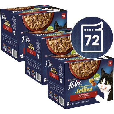 Felix Sensations Jellies hovězí kuře kachna jehněčí v želé 72 x 85 g