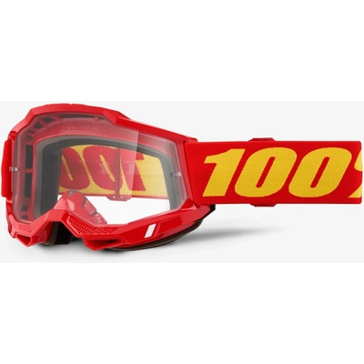 100 PROCENT brýle ACCURI 2 YOUTH JUNIOR RED - CLEAR LENS - barva červená/žlutá plexi čiré