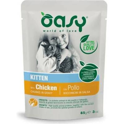Oasy Cat Chunks in Gravy Kitten Kuře 85 g