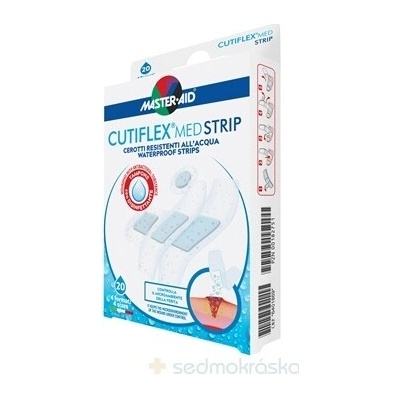 MASTER AID CUTIFLEX MED STRIP Náplasti transparentné sterilné do vody 20 ks