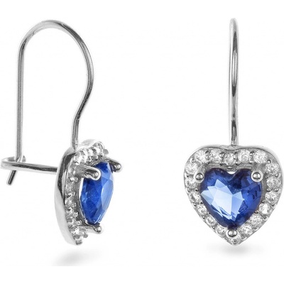 Again Jewelry strieborné visiace náušnice Srdiečko so zirkónmi AJNS0049