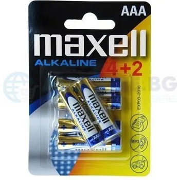 Maxell Алкална батерия MAXELL LR03 AAA 1, 5V /4+2 бр. в опаковка (ML-BA-LR03-4plus2)