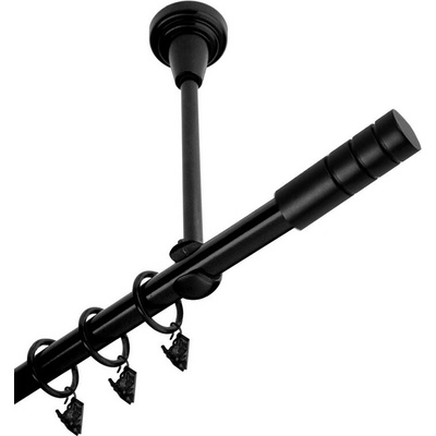 OK-GarnýžeCZ Garnýž kovová jednořadá 19mm Techno černá 470 cm do stropu / kroužky s žabkou