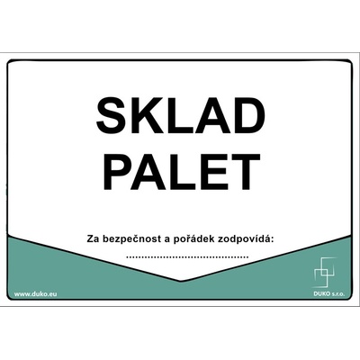 DUKO SKLAD PALET Formát: 297 x 210 mm, Materiál: plast 5 mm, samolepící vinylová fólie