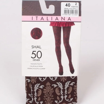 Image 1 of Тъмнокафяв дамски чорапогащник с орнаменти - 50 den