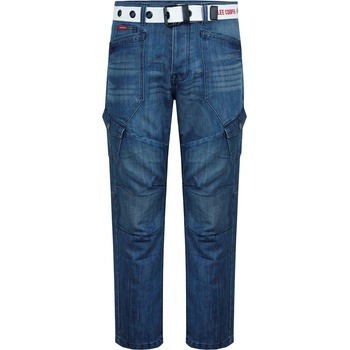Lee Cooper Мъжки дънки Lee Cooper LC Belted Cargo Jeans Mens - Mid Wash