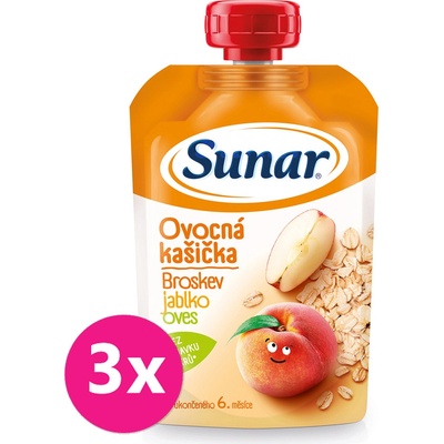 Sunar kašička broskev jablko ovesné vločky 6m+ 3 x 120 g