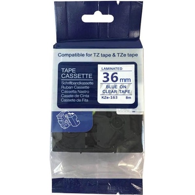 Compatible Съвместима лента с Brother TZ-163 / TZe-163, 36mm x 8m, син шрифт / прозрачен субстрат (TZe163)