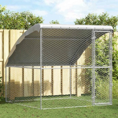 vidaXL Klec pro psy se střechou 200 x 200 x 200 cm pozinkovaná ocel stříbrná 9799.42008377