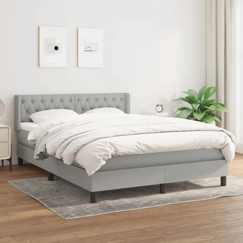 vidaXL Боксспринг легло с матрак, светлосиво, 140x190 см плат (3129945)