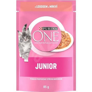 PURINA ONE cat Junior mini filetky s lososom a mrkvou v šťave 26 x 85 g