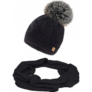 Fashionweek Dámská souprava čepice a šály WOOL-SET Černá