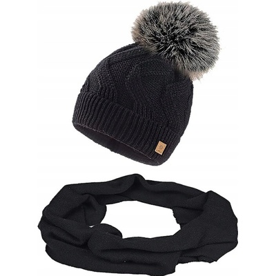 Fashionweek Dámská souprava čepice a šály WOOL-SET Černá