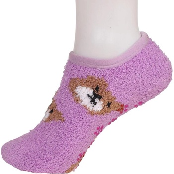 Дамски лилави терлици от букле с мечета