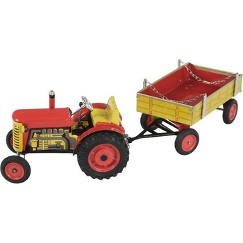 Kovap Traktor Zetor s valníkom červený na kľúčik kov 28cm