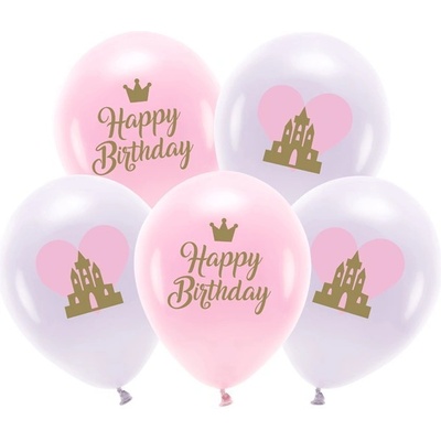 Party Deco ECO33P-205-000-5Latexové balóny crown Happy Birthday