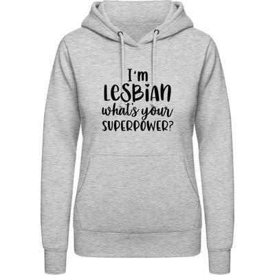 AWDis Hoodie mikina Som lesbička aká je tvoja superschopnosť? šedivá sivá