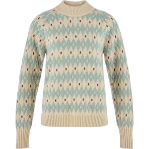 Fjällräven Дамски вълнен пуловер Fjällräven Women's Övik Jacquard Knit Wool jumper - Light Beige / Misty Green (105-7730-0215)