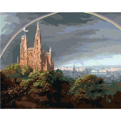 Zuty malování Podle čísel Středověké Město Na Březích Řeky Karl Friedrich Schinkel 80 x 100 Cm