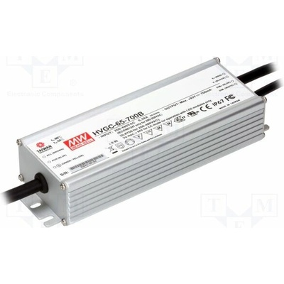 MEAN WELL HVGC-65-700B Napájecí zdroj: spínaný; LED; 65,1W; 9÷93VDC; 700mA; 180÷528VAC