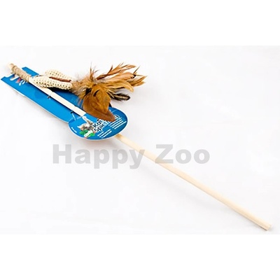 TRIXIE Hračka pro kočky udička s jutovým motýlkem a peřím 45cm