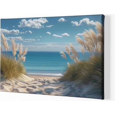 Obraz na plátně - Krásná cestička k moři s pampovou trávou FeelHappy.cz Velikost obrazu (šířka x výška): 60 x 40 cm