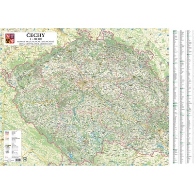 Čechy - obří nástěnná mapa 190 x 137 cm, lamino + očka
