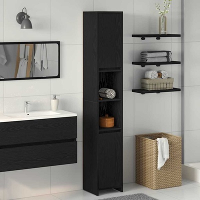 vidaXL Шкаф за баня Черния дъб 30 x 30 x 183, 5 см Инженерна дървесина (862505)