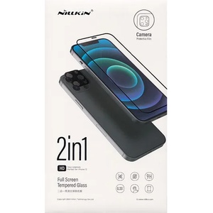 Nillkin iPhone 12 Pro / 12 NILLKIN стъклено защитно фолио за екран 2 в 1 3D, 9H + защитно фолио за камера, ЧЕРНО (GP-103605)