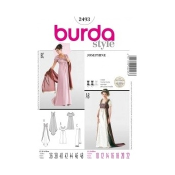 Střih Burda 2493 Empírové šaty