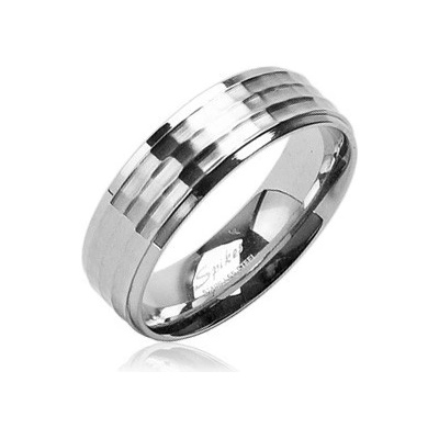 Šperky eshop Snubní prsten s matným středovým pruhem a lesklým okrajem B2.7