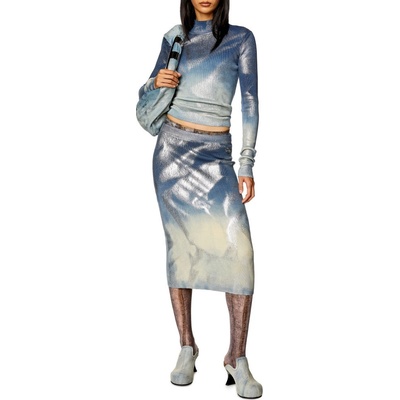 Diesel M-ilan Skirt Faded Denim