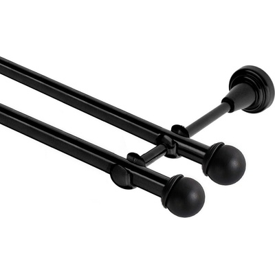 OK-GarnýžeCZ Garnýž kovová dvouřadá 19mm Todi double černá 430 cm do stěny / na tunýlek - bez kroužků