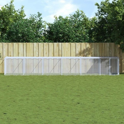vidaXL Klec pro kuřata se střechou 603 × 98 × 90 cm ocel světle šedá 9799.3189046