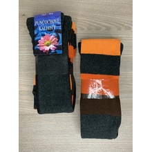Dotex D&D Dámské bavlněné punčocháče hrubé pruhy černá s oranžovou