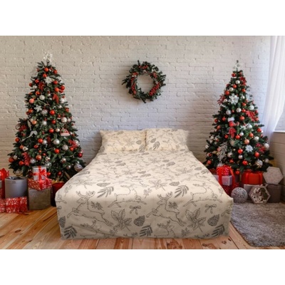 Matex flanel obliečky Tradičné Vianoce béžové 140x200 70x90