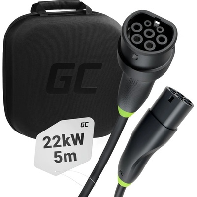 Green Cell EVKABGC01 Кабел Тип 2 за Зареждане на EV 22 kW 5 м за Tesla Model 3 S X Y, VW ID. 3, ID. 4, Kia EV6, Audi E-Tron, Fiat 500e (EVKABGC01)