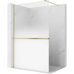 Mexen Kioto+ душ кабина с рафт Walk-in 110 x 200 см, омбре бяла 8 мм, златна четка (800-110-121-55-86)