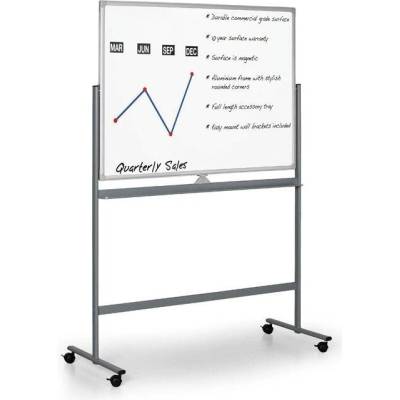 B2B Partner Mobilní oboustranná bílá popisovací tabule, magnetická, 1500 x 1200 mm