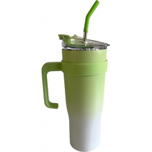 Pronett XJ5556 Termohrnek s uchem a brčkem nerez 1200 ml ombre zelený