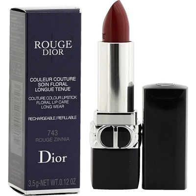 Dior Couture Colour сатенено покритие кремообразно червило 743 Rouge Zinnia с пълнител 3.5 г