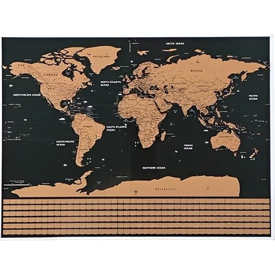 Malatec Velká stírací mapa světa s vlajkami deluxe 82 × 59 cm černá – Sleviste.cz