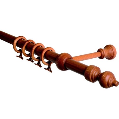 OK-GarnýžeCZ Garnýž jednořadá 28mm třešeň 460 cm do stěny / kroužky s žabkou