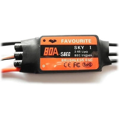 Favourite SKY Regulátor otáček 80A SBEC 2-6S 82g ESC Air/Heli