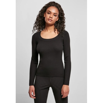 Urban Classics Дамски пуловер в черен цвят Urban Classics Ladies Wide Neckline Sweater UB-TB4548-00007 - Черен, размер XXL