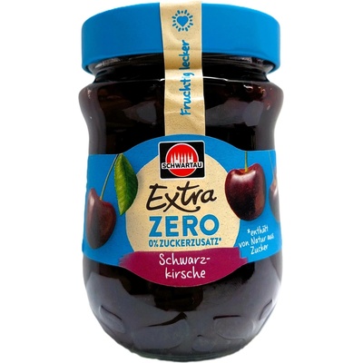 SCHWARTAU Extra ZERO Schwarz Kirsche ovocný džem s černou třešní, bez přidaného cukru, se sladidly 280 g