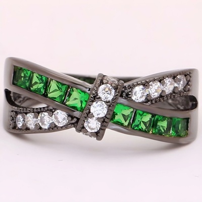 Harahu Prsteň DI 2322 Čierna Zelená KP2322 54,4mm
